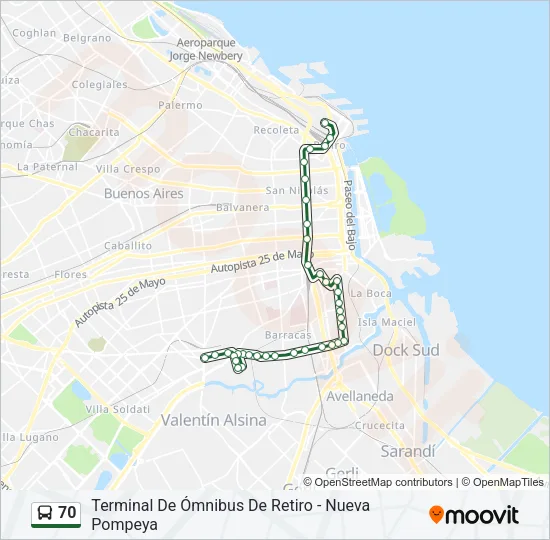 70 Colectivo Line Map