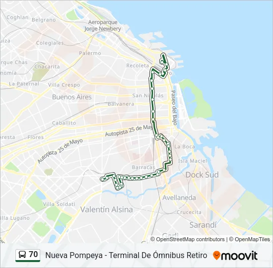 70 Colectivo Line Map