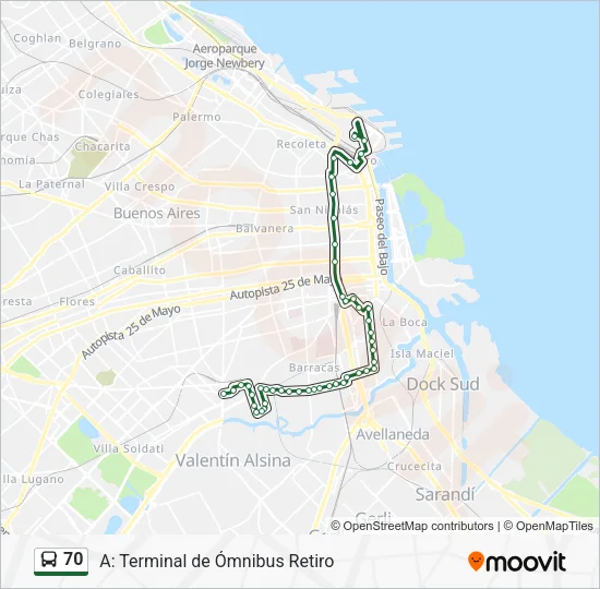 70 Colectivo Line Map