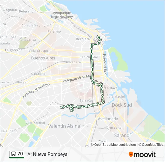 70 Colectivo Line Map