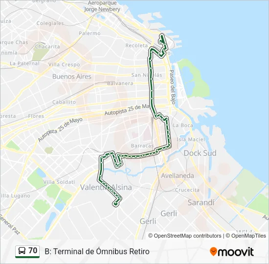 70 Colectivo Line Map