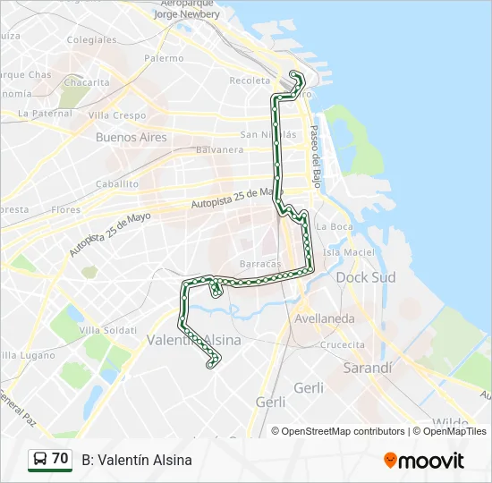 70 Colectivo Line Map