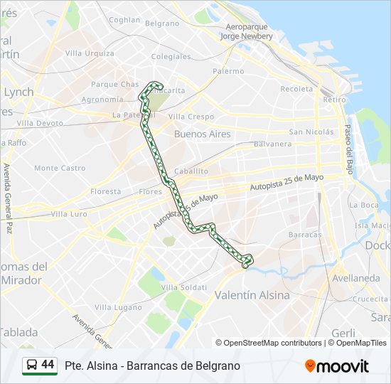 44 colectivo Line Map