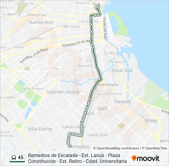 45 Colectivo Line Map