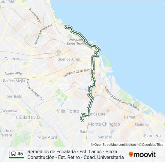 45 Colectivo Line Map