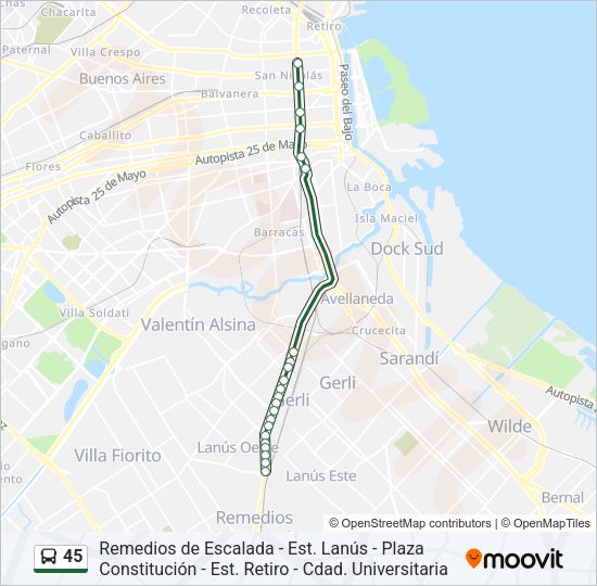 45 Colectivo Line Map