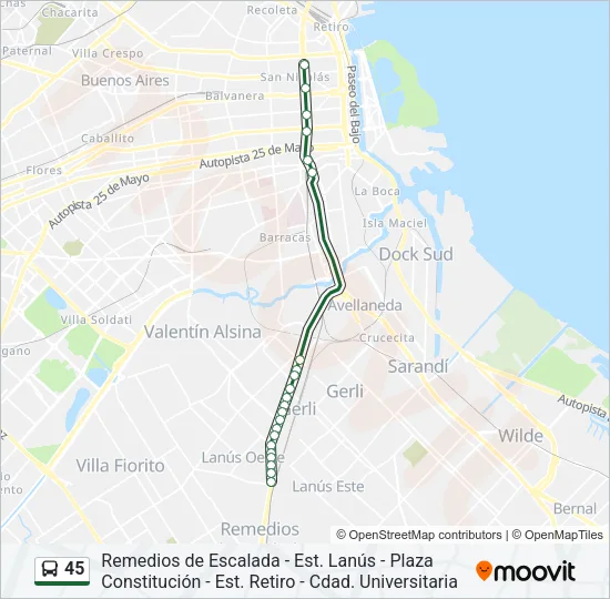 45 Colectivo Line Map