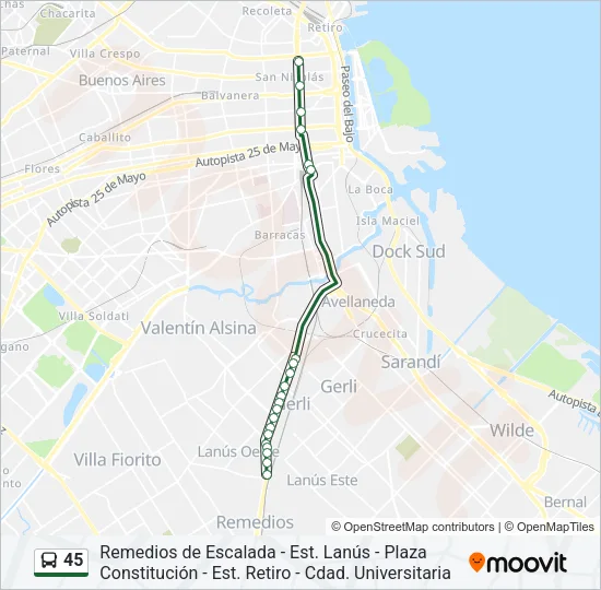 45 Colectivo Line Map