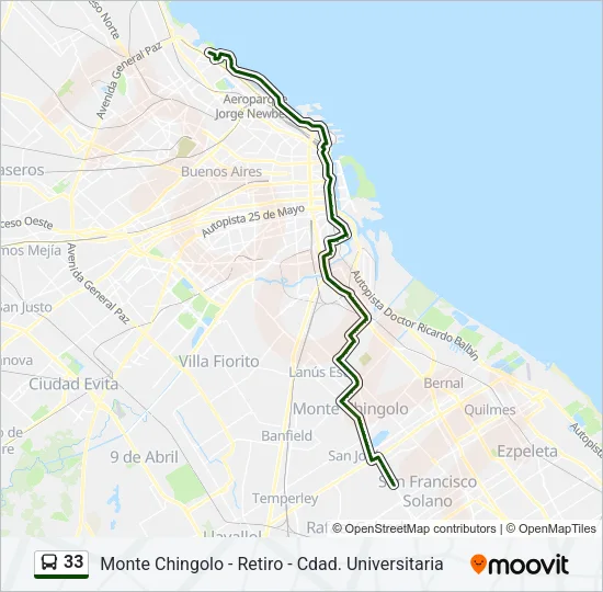 33 Colectivo Line Map