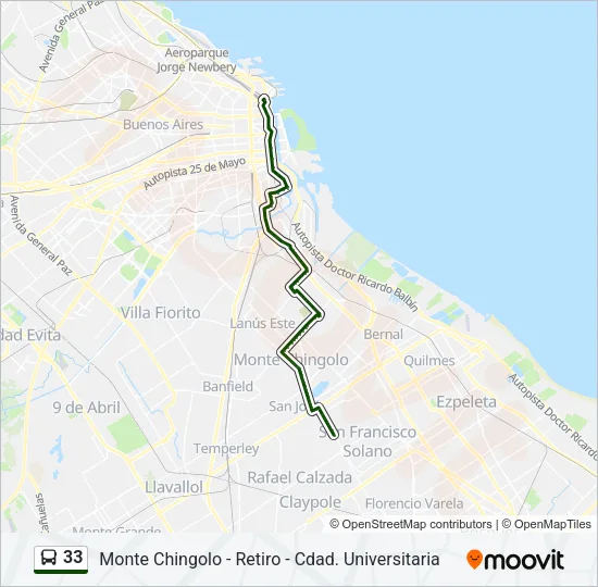 33 Colectivo Line Map