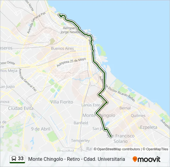 33 Colectivo Line Map