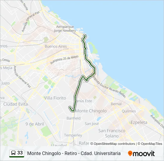 33 Colectivo Line Map