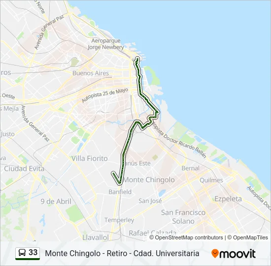 33 Colectivo Line Map