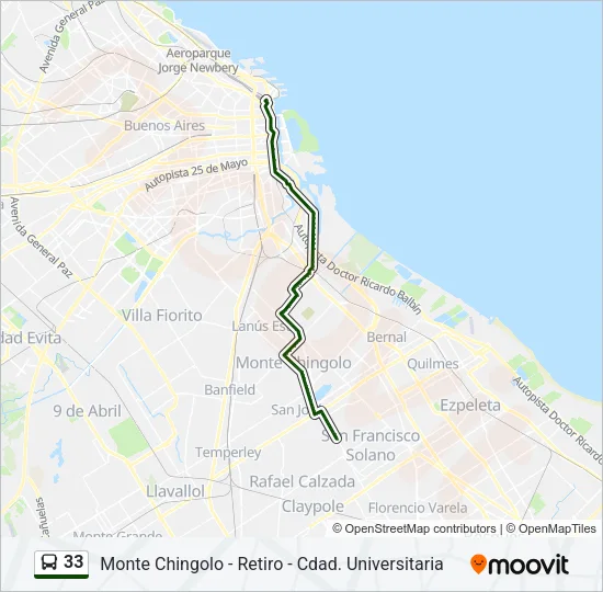 33 Colectivo Line Map