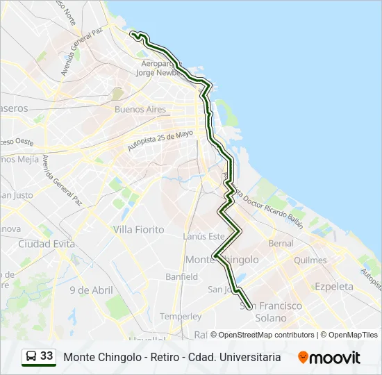33 Colectivo Line Map