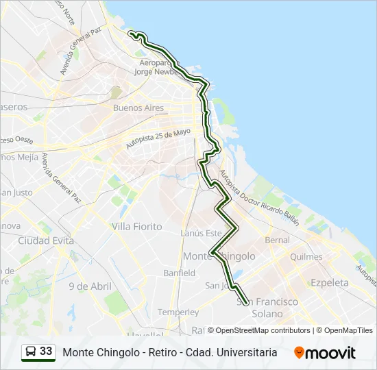 33 Colectivo Line Map