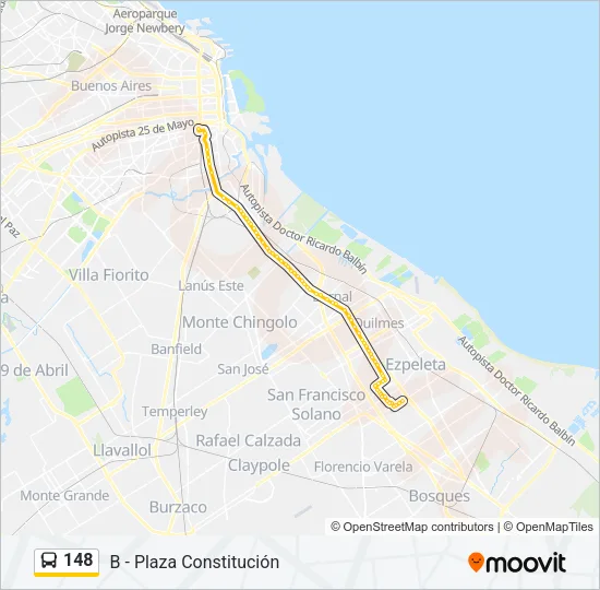 Mapa de 148 de Colectivo