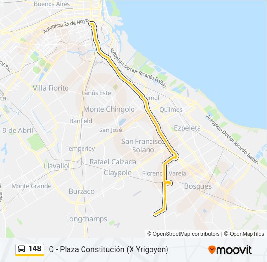 Mapa de 148 de Colectivo