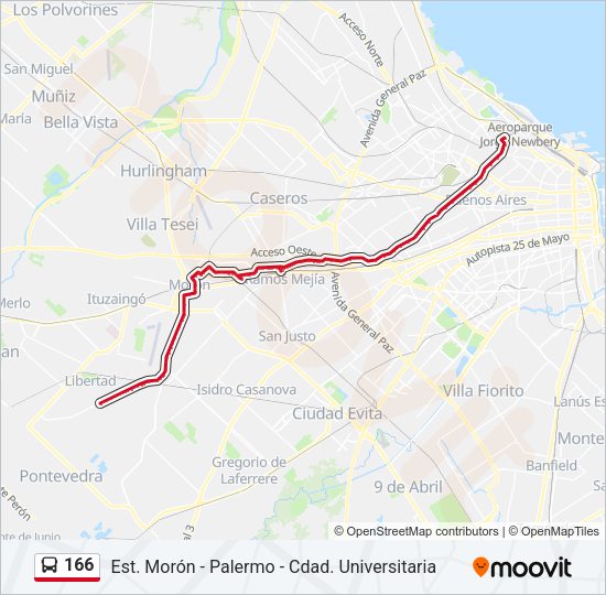 Mapa de 166 de Colectivo