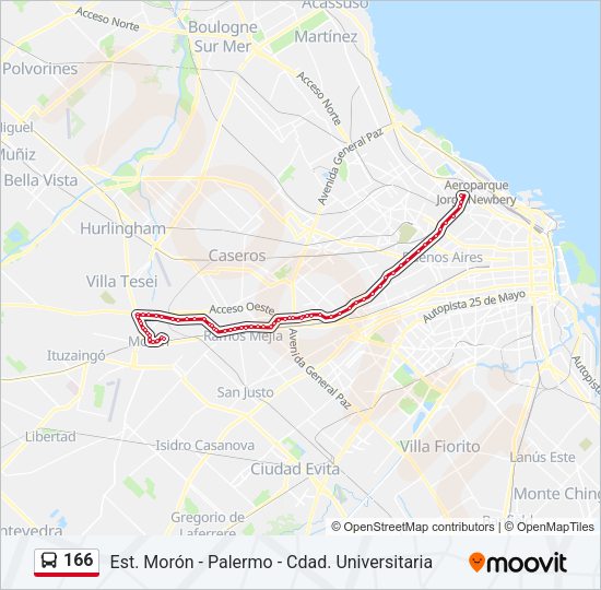Mapa de 166 de Colectivo