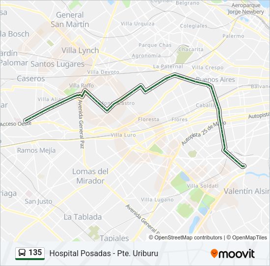 Mapa de 135 de Colectivo