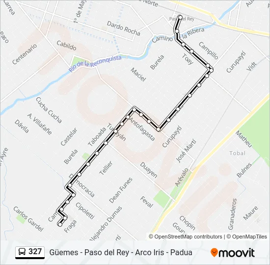 327 Colectivo Line Map