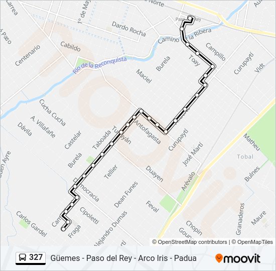 Mapa de 327 de Colectivo