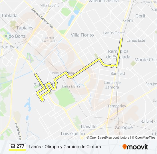 Mapa de 277 de Colectivo