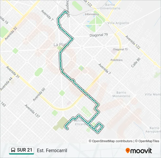 SUR 21 Colectivo Line Map