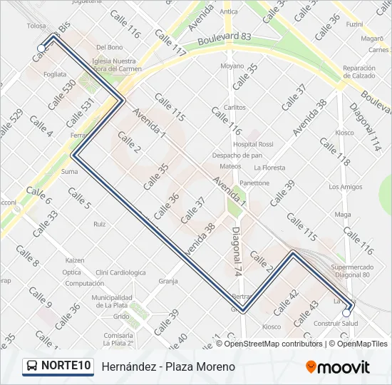 NORTE10 Colectivo Line Map