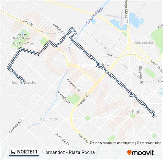 NORTE11 Colectivo Line Map