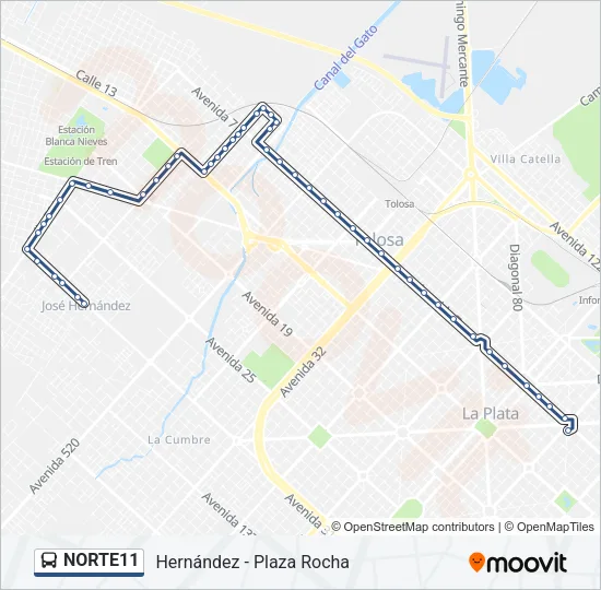 NORTE11 Colectivo Line Map