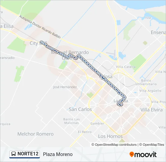 NORTE12 Colectivo Line Map