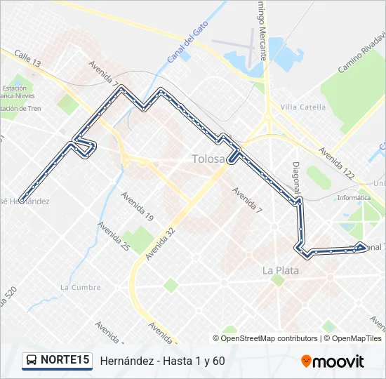 NORTE15 Colectivo Line Map