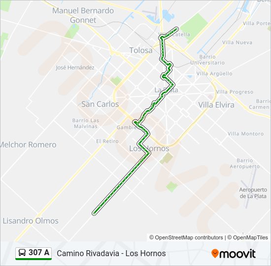 Mapa de 307 A de Colectivo