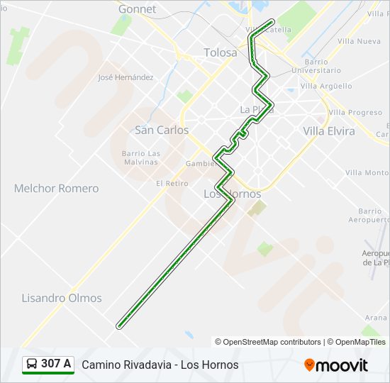 307 A Colectivo Line Map