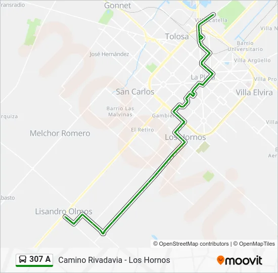 307 A Colectivo Line Map