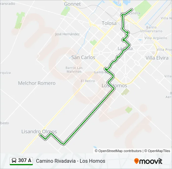 307 A Colectivo Line Map