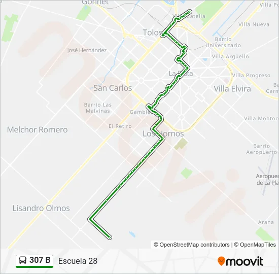 307 B Colectivo Line Map
