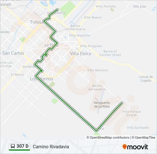Mapa de 307 D de Colectivo