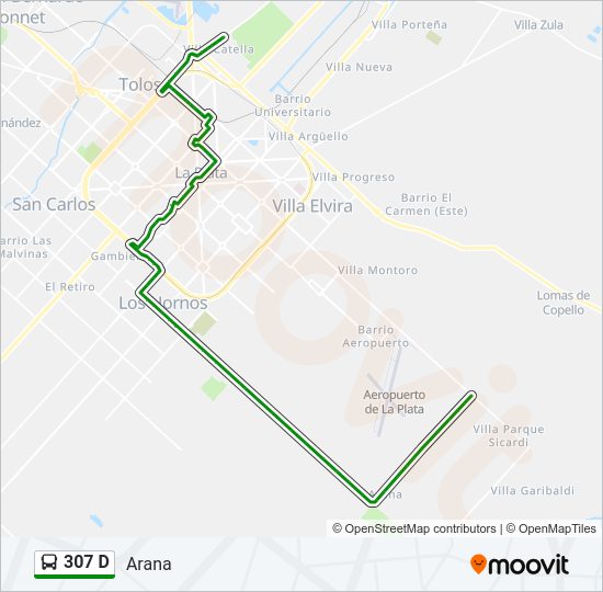 Mapa de 307 D de Colectivo