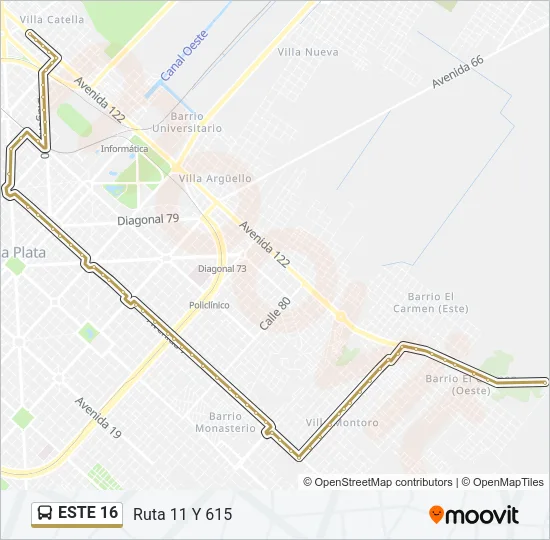 ESTE 16 Colectivo Line Map