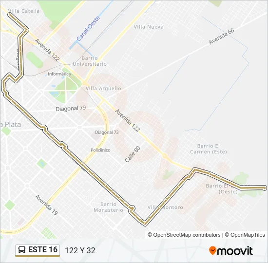 ESTE 16 Colectivo Line Map