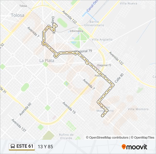 ESTE 61 Colectivo Line Map