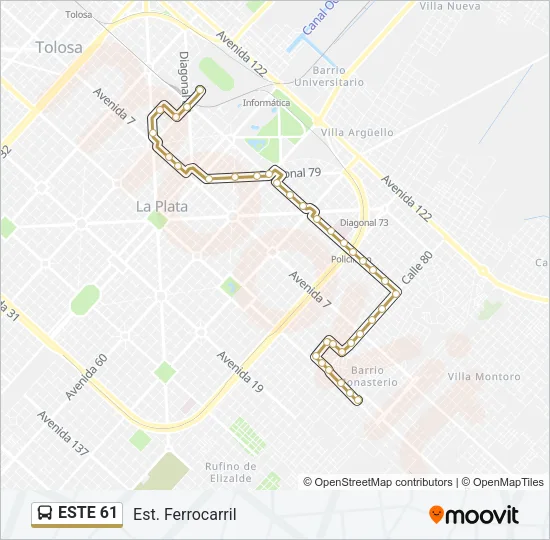 ESTE 61 Colectivo Line Map