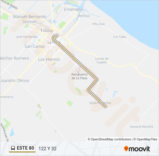 Mapa de ESTE 80 de Colectivo