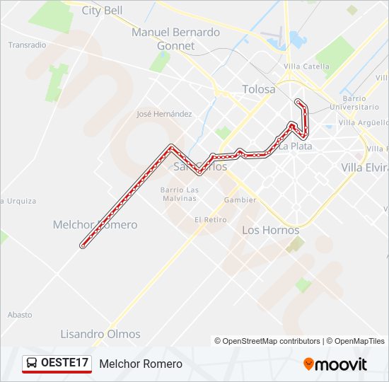 OESTE17 Colectivo Line Map