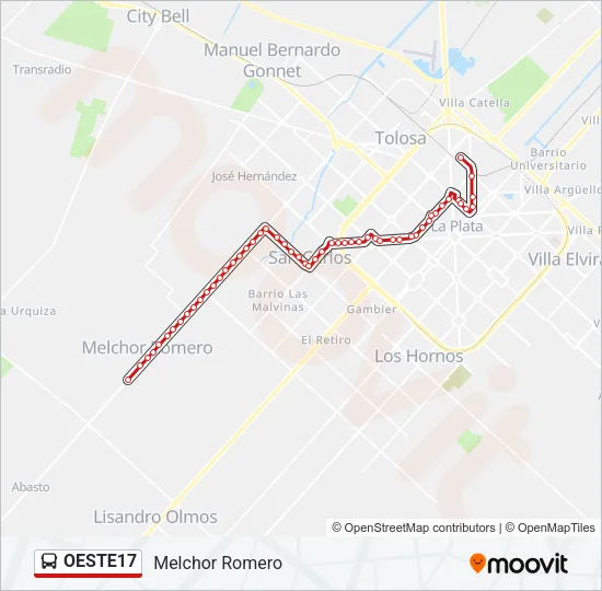 OESTE17 Colectivo Line Map