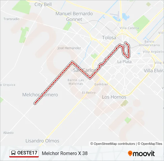OESTE17 Colectivo Line Map