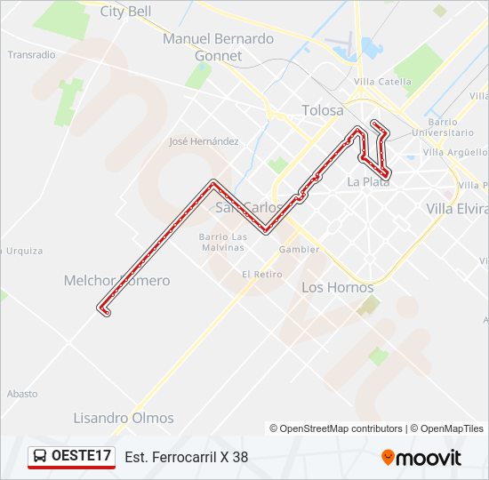 OESTE17 Colectivo Line Map